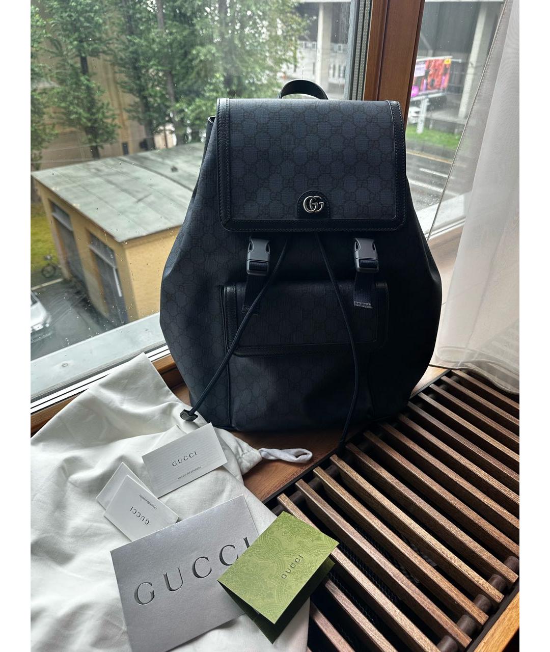 GUCCI Темно-синий канва рюкзак, фото 9