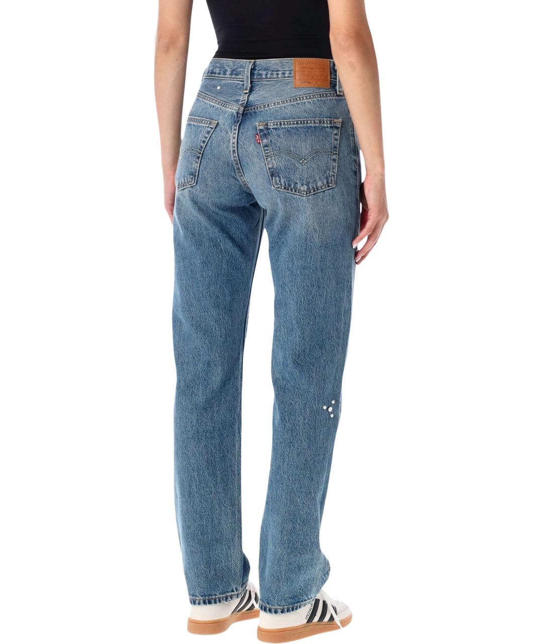 LEVI'S Синие хлопковые прямые джинсы, фото 2