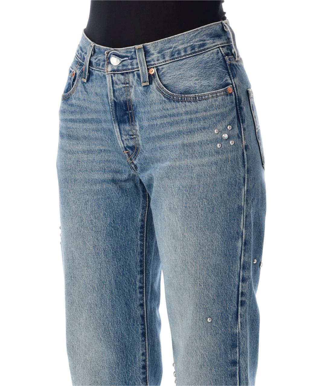 LEVI'S Синие хлопковые прямые джинсы, фото 3