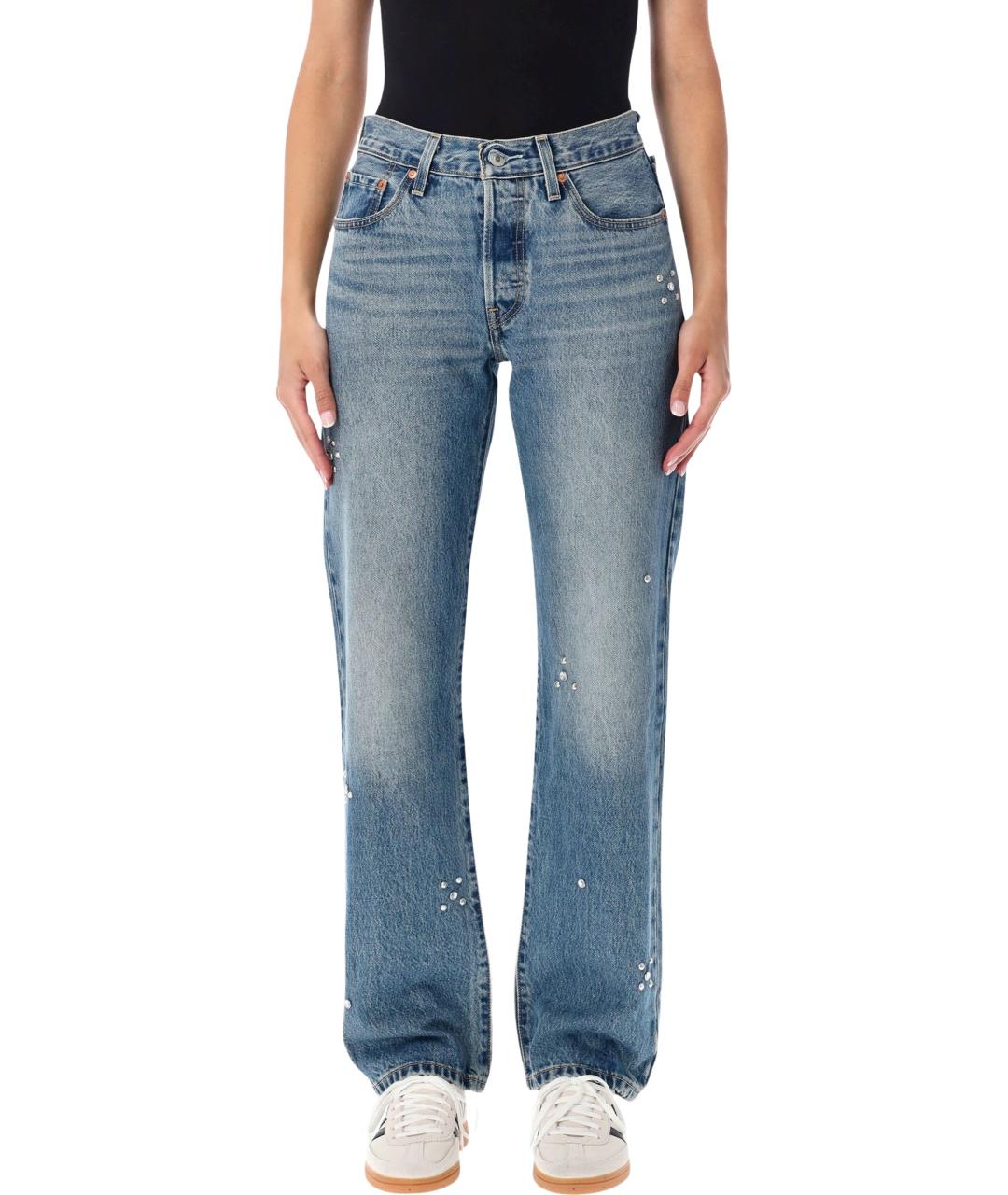 LEVI'S Синие хлопковые прямые джинсы, фото 1