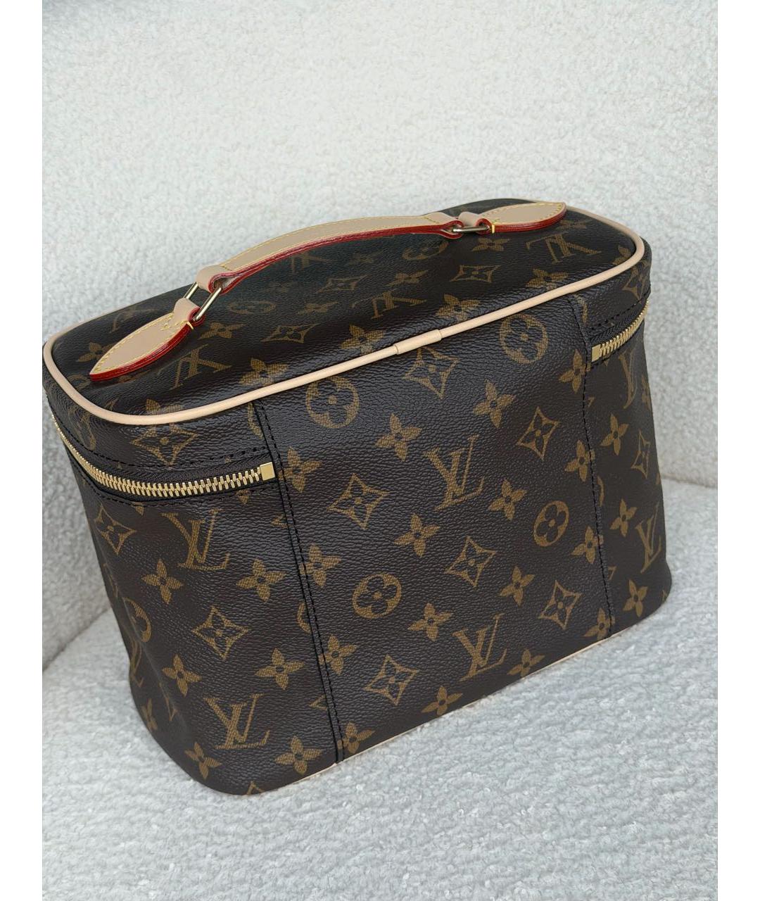 LOUIS VUITTON Коричневая кожаная косметичка, фото 3