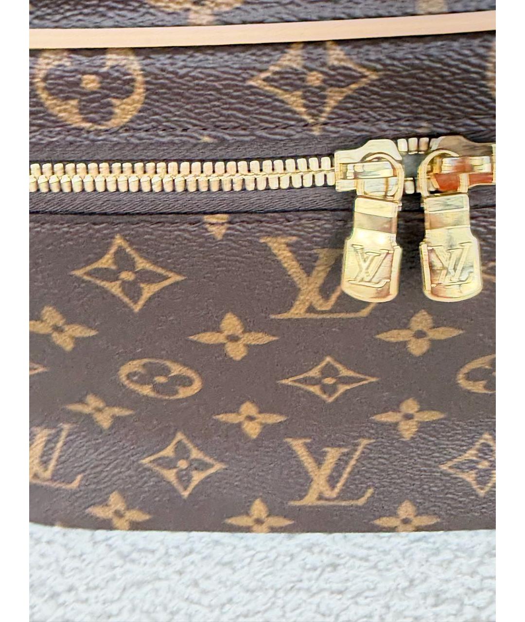 LOUIS VUITTON Коричневая кожаная косметичка, фото 2