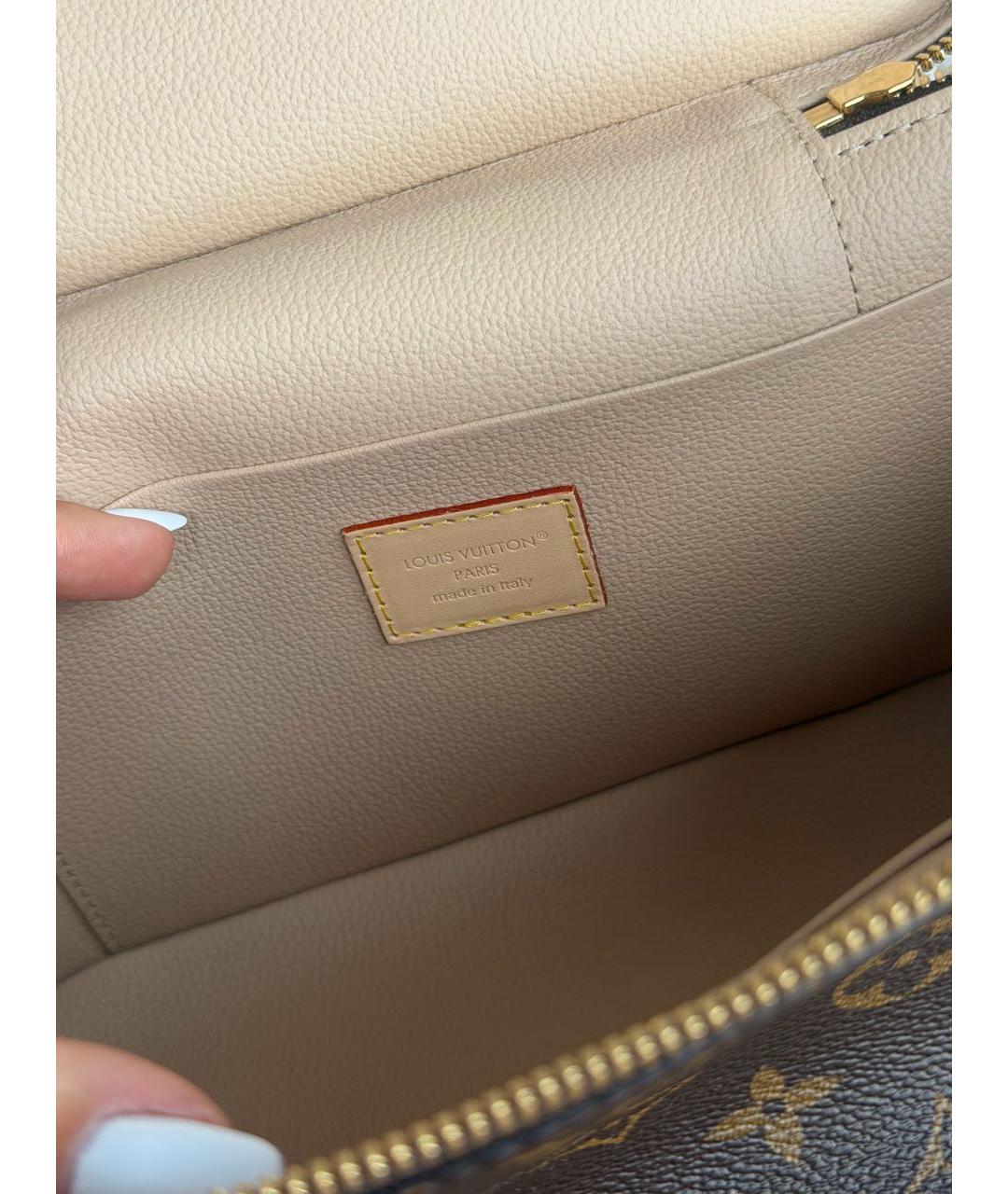LOUIS VUITTON Коричневая кожаная косметичка, фото 5