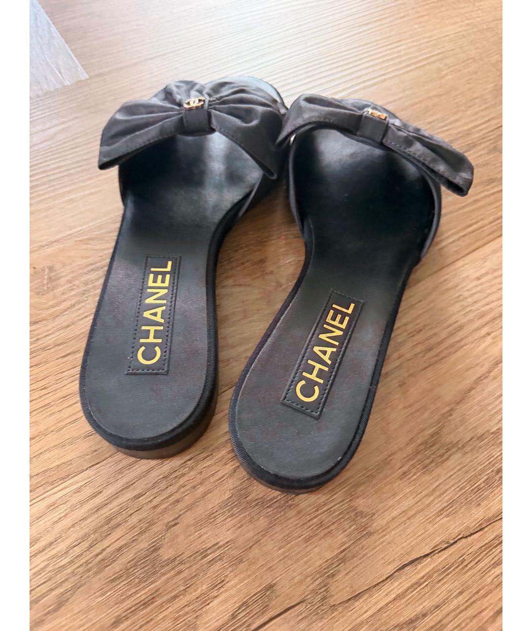 CHANEL Черные текстильные мюли, фото 4