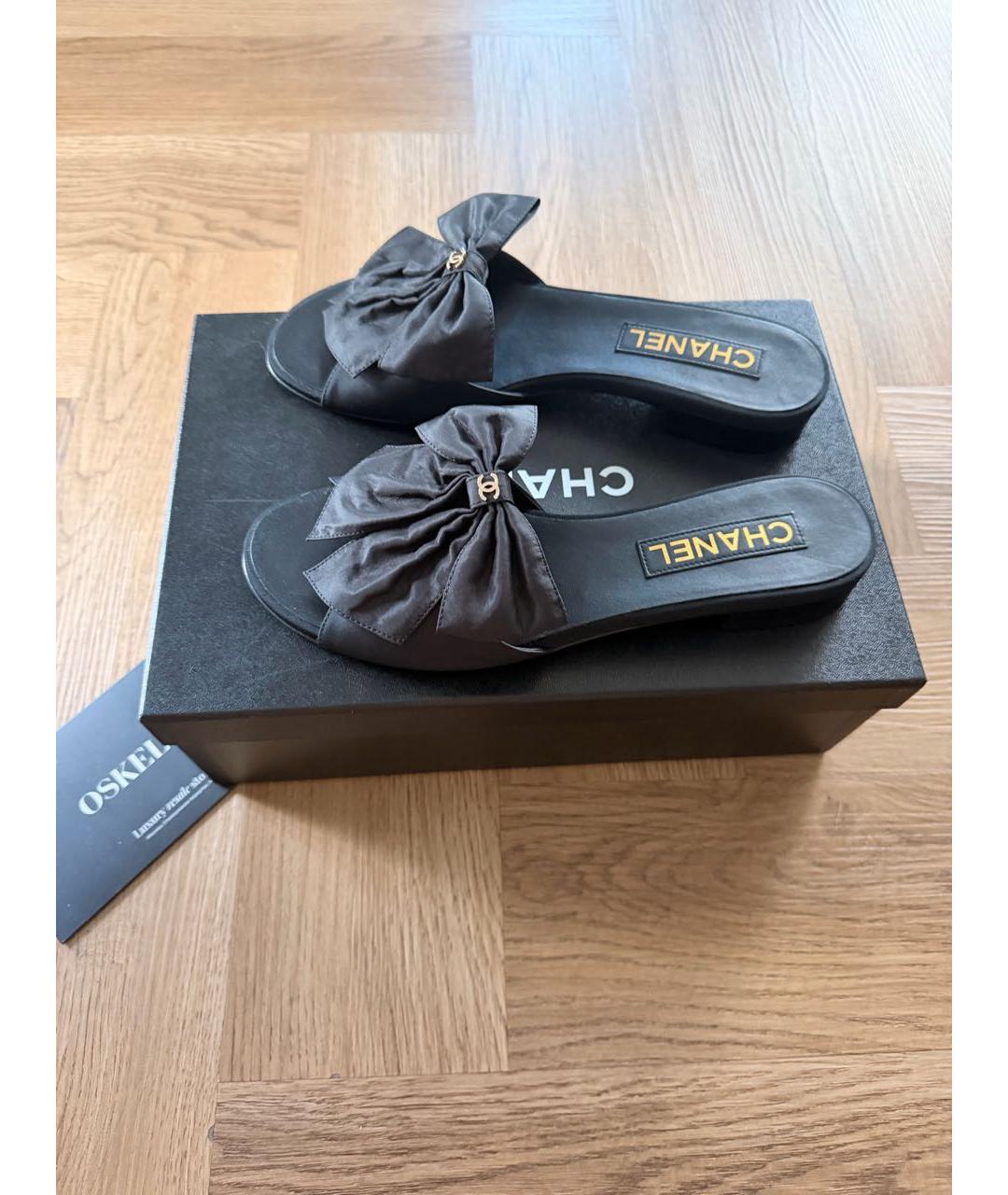 CHANEL Черные текстильные мюли, фото 3