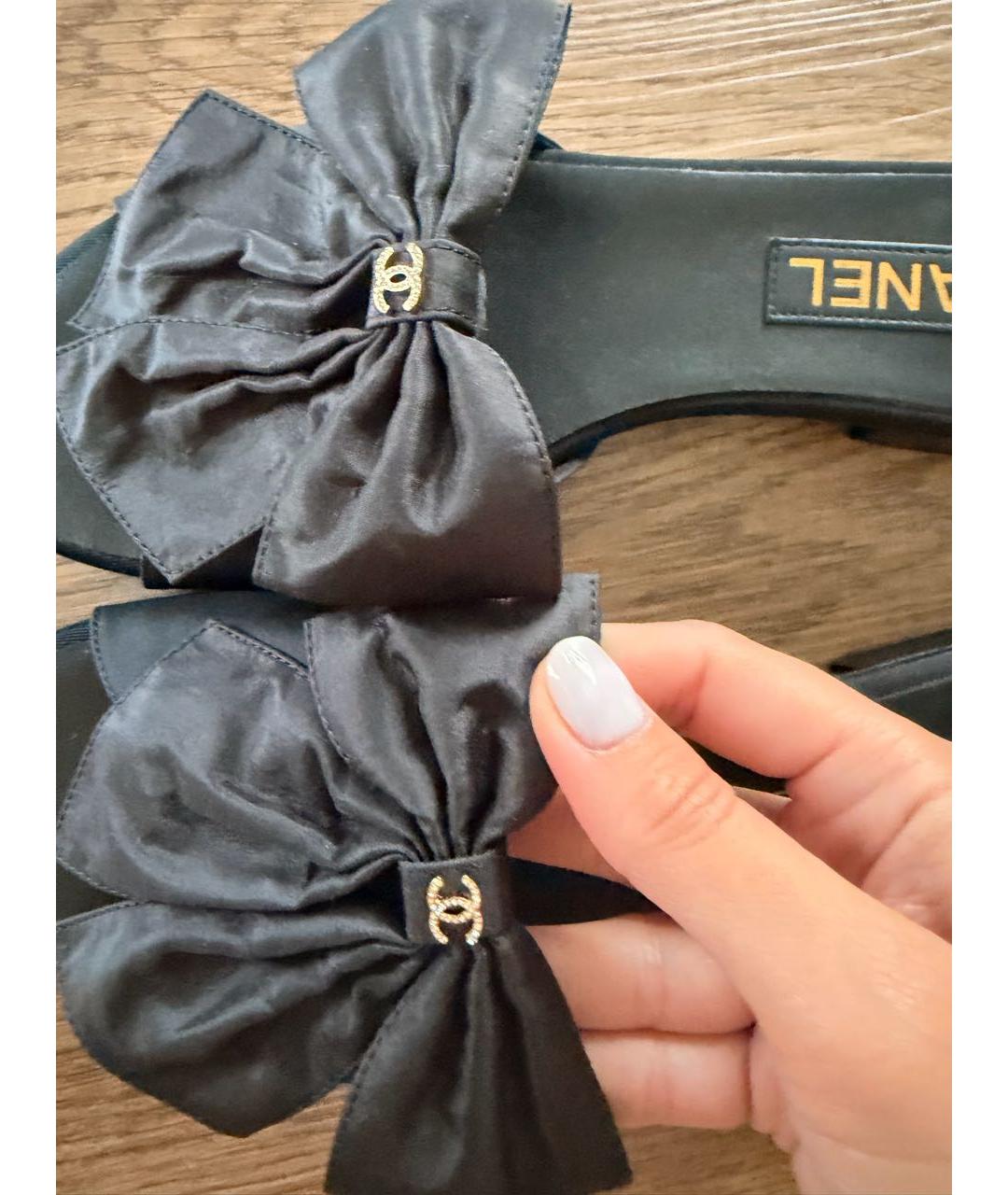 CHANEL Черные текстильные мюли, фото 5