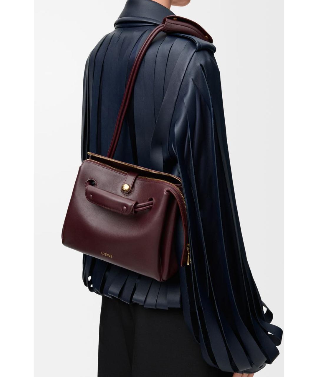 LOEWE Бордовая кожаная сумка через плечо, фото 7