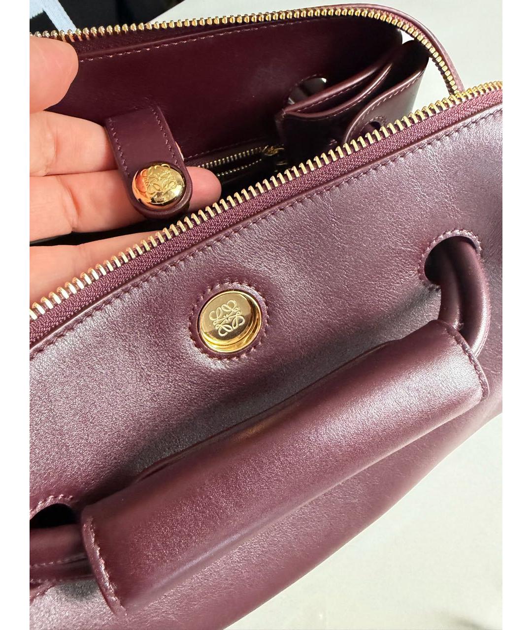 LOEWE Бордовая кожаная сумка через плечо, фото 5