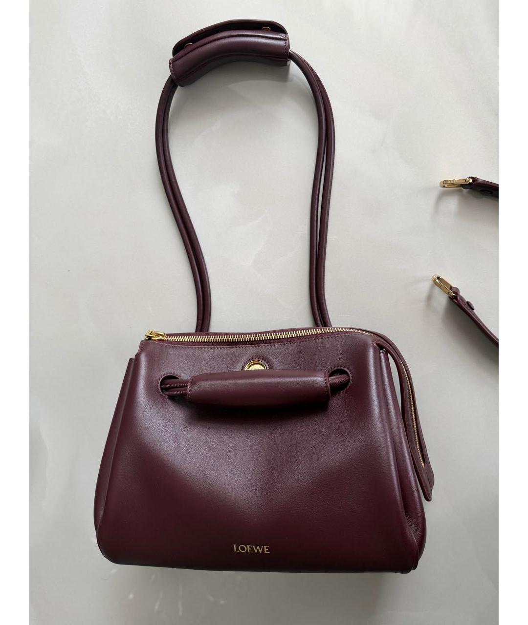 LOEWE Бордовая кожаная сумка через плечо, фото 4