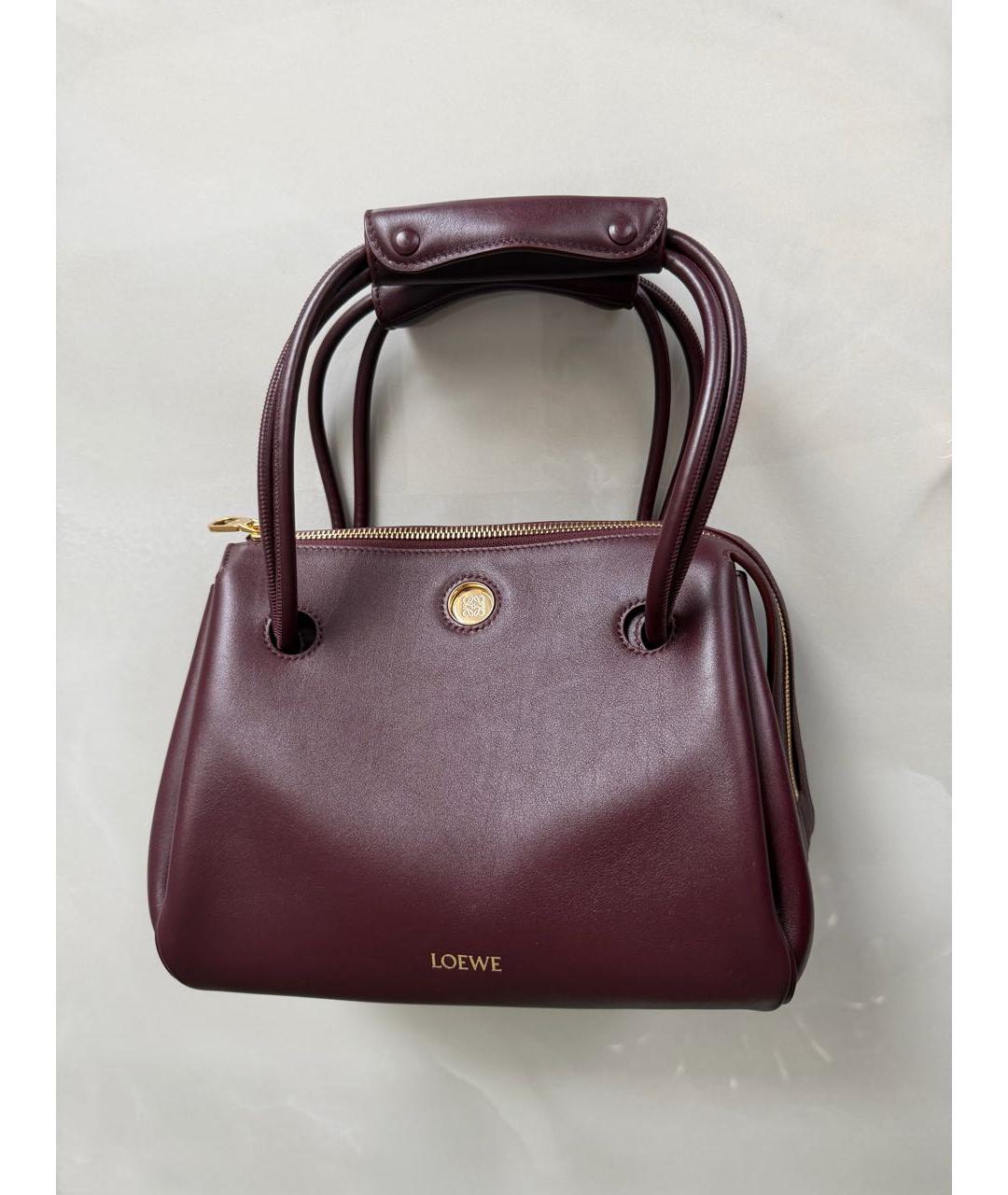LOEWE Бордовая кожаная сумка через плечо, фото 3