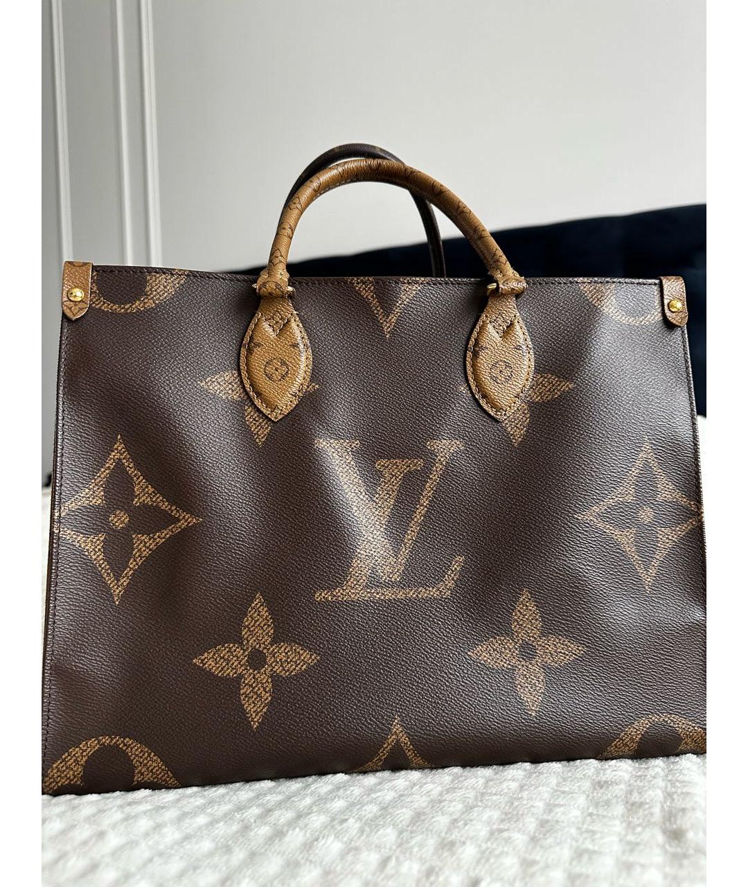 LOUIS VUITTON Коричневая кожаная сумка тоут, фото 3