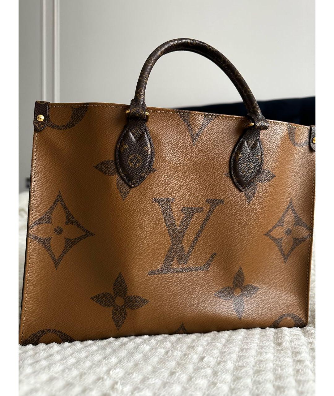 LOUIS VUITTON Коричневая кожаная сумка тоут, фото 9