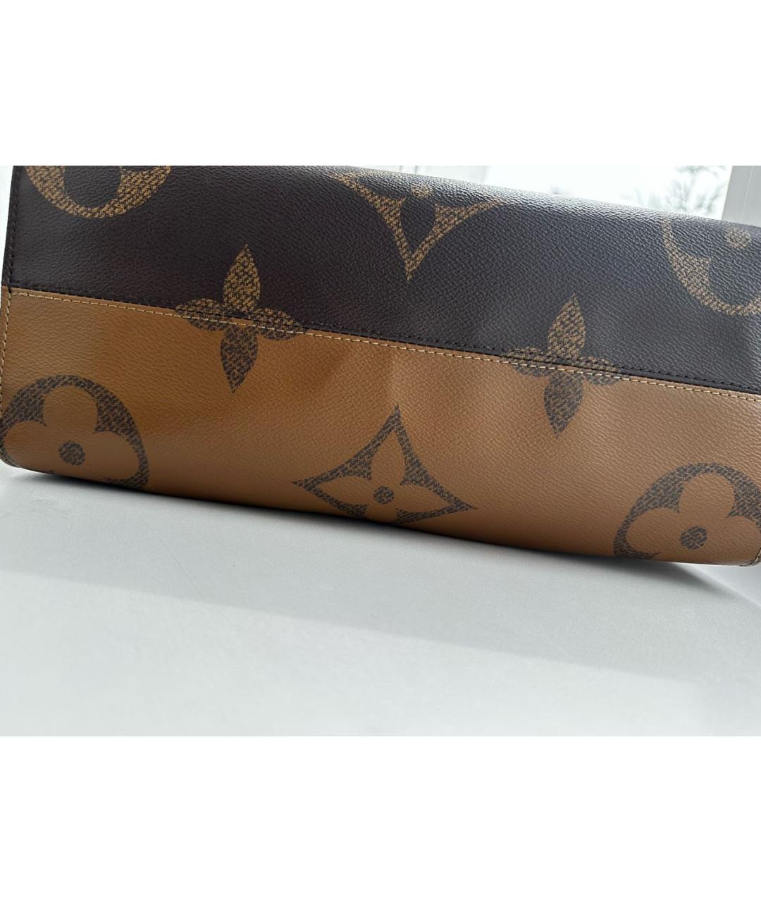 LOUIS VUITTON Коричневая кожаная сумка тоут, фото 5