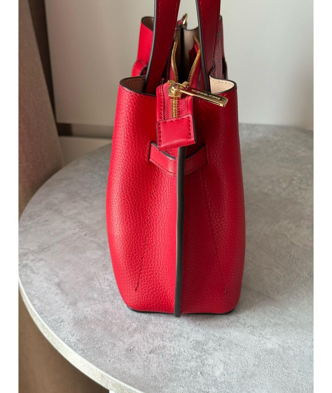 MICHAEL KORS Красная кожаная сумка с короткими ручками, фото 6