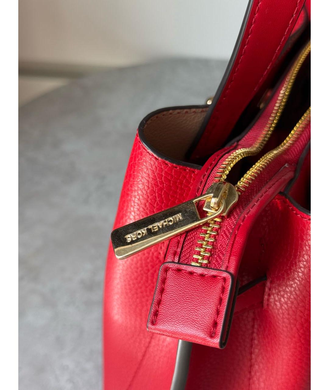 MICHAEL KORS Красная кожаная сумка с короткими ручками, фото 7