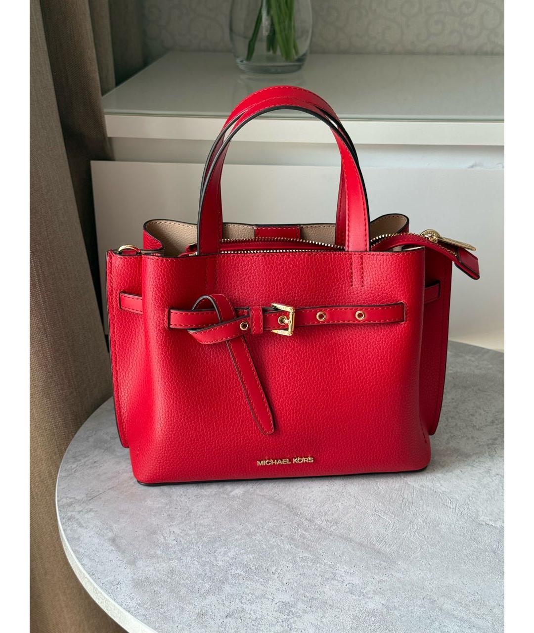 MICHAEL KORS Красная кожаная сумка с короткими ручками, фото 8