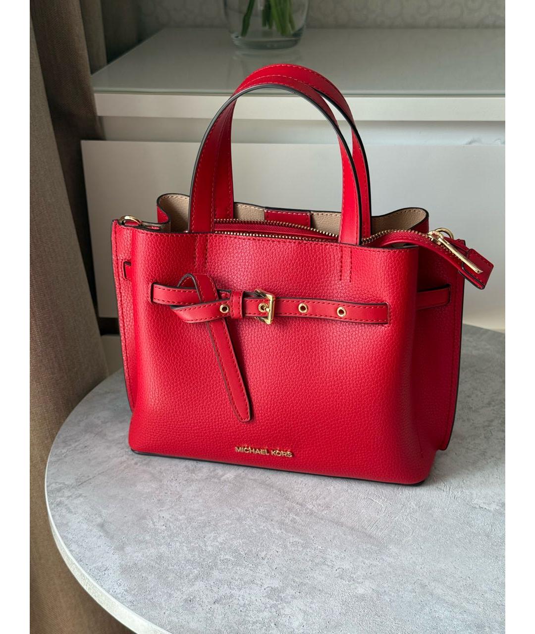 MICHAEL KORS Красная кожаная сумка с короткими ручками, фото 2