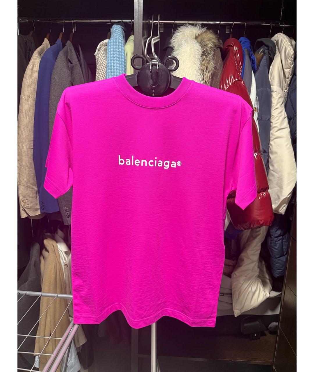 BALENCIAGA Розовая хлопковая футболка, фото 6