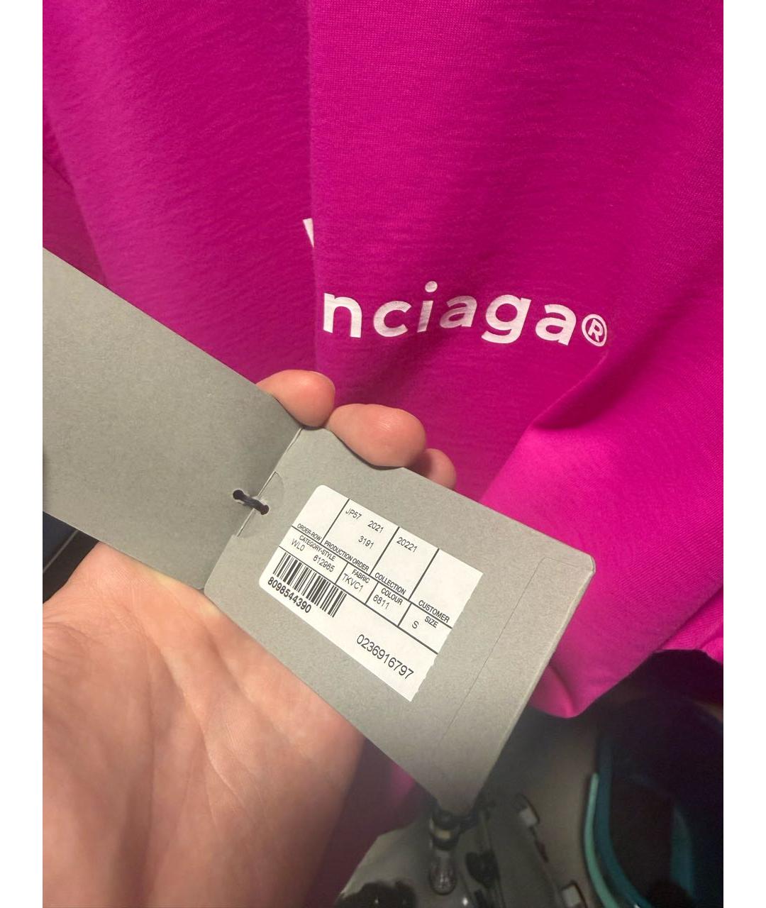BALENCIAGA Розовая хлопковая футболка, фото 5