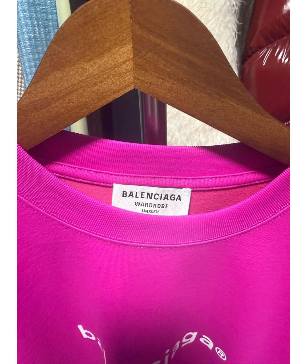 BALENCIAGA Розовая хлопковая футболка, фото 3