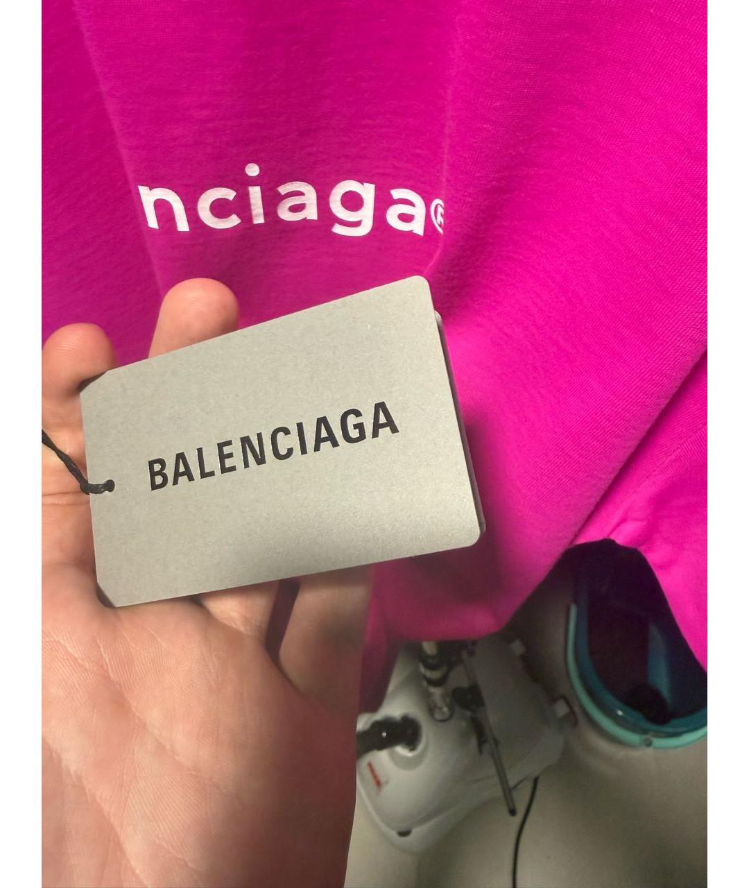 BALENCIAGA Розовая хлопковая футболка, фото 4