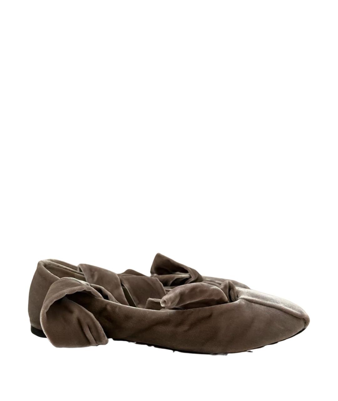 MAX MARA Горчичные кожаные балетки, фото 1