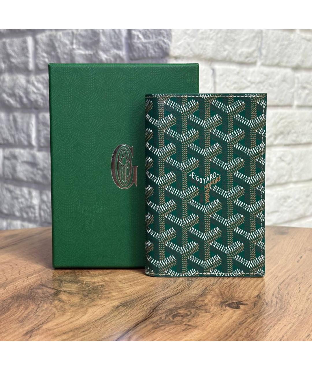GOYARD Зеленая кожаная визитница, фото 3