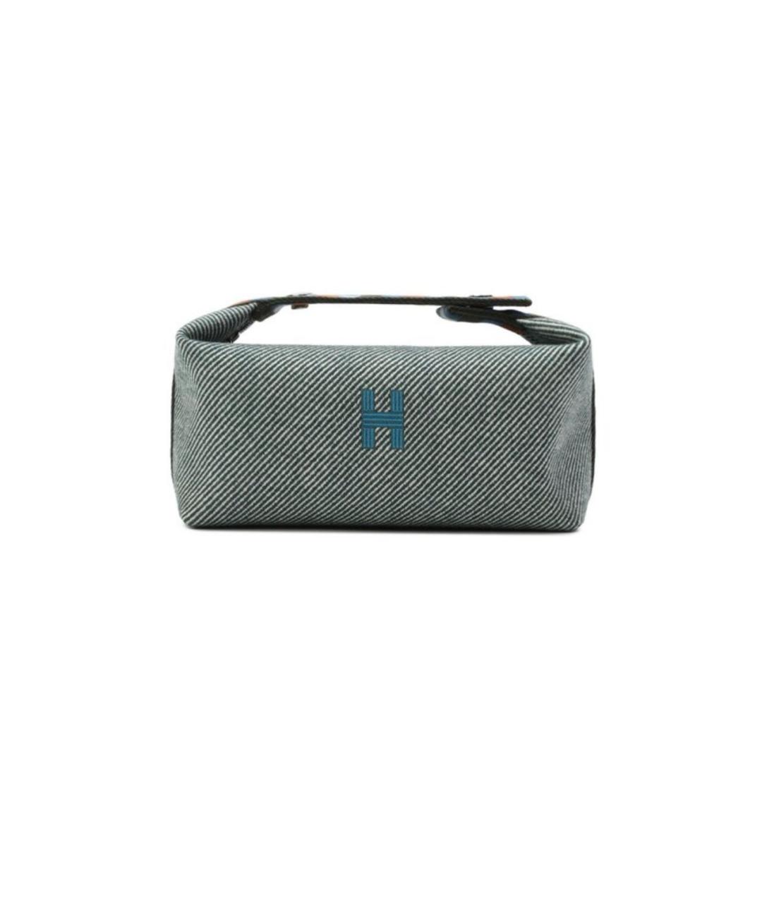 HERMES Зеленая деним косметичка, фото 4