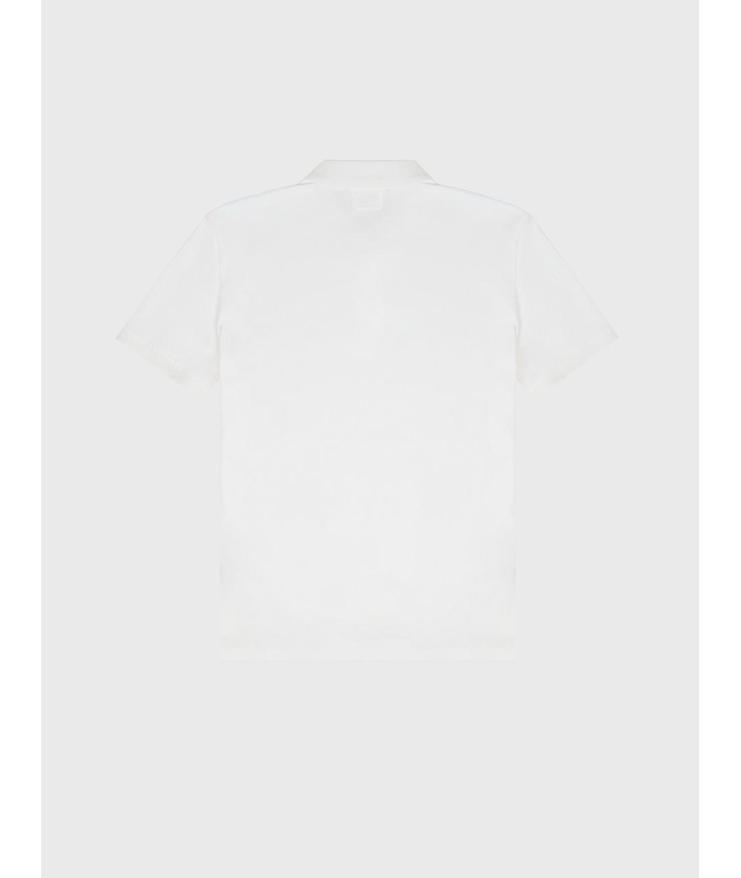 CP COMPANY Белое хлопко-эластановое поло с коротким рукавом, фото 3