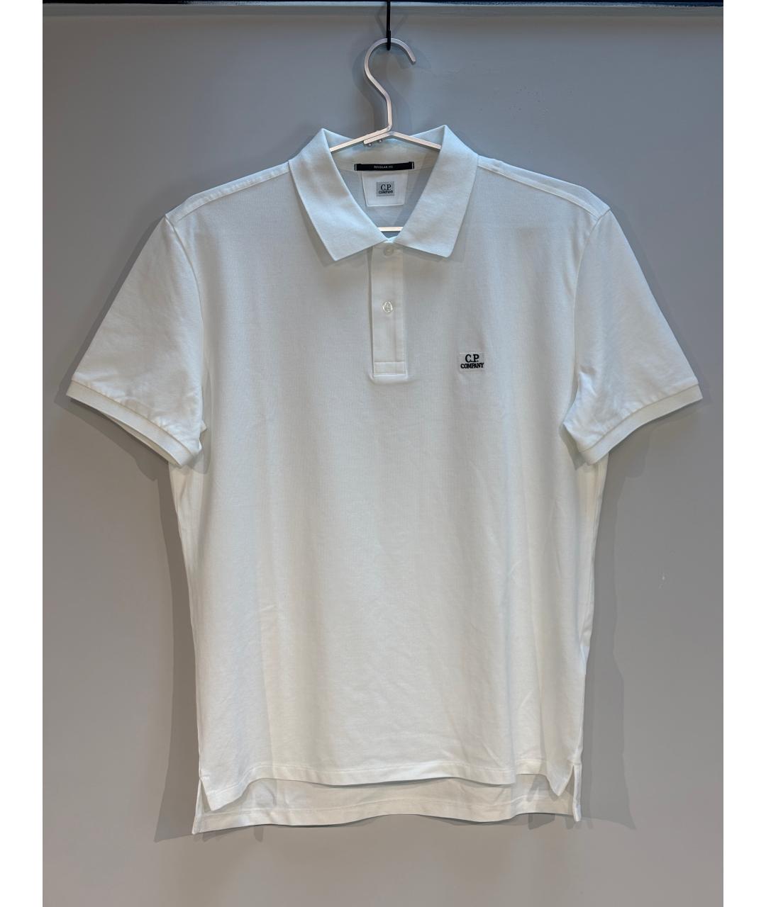 CP COMPANY Белое хлопко-эластановое поло с коротким рукавом, фото 4