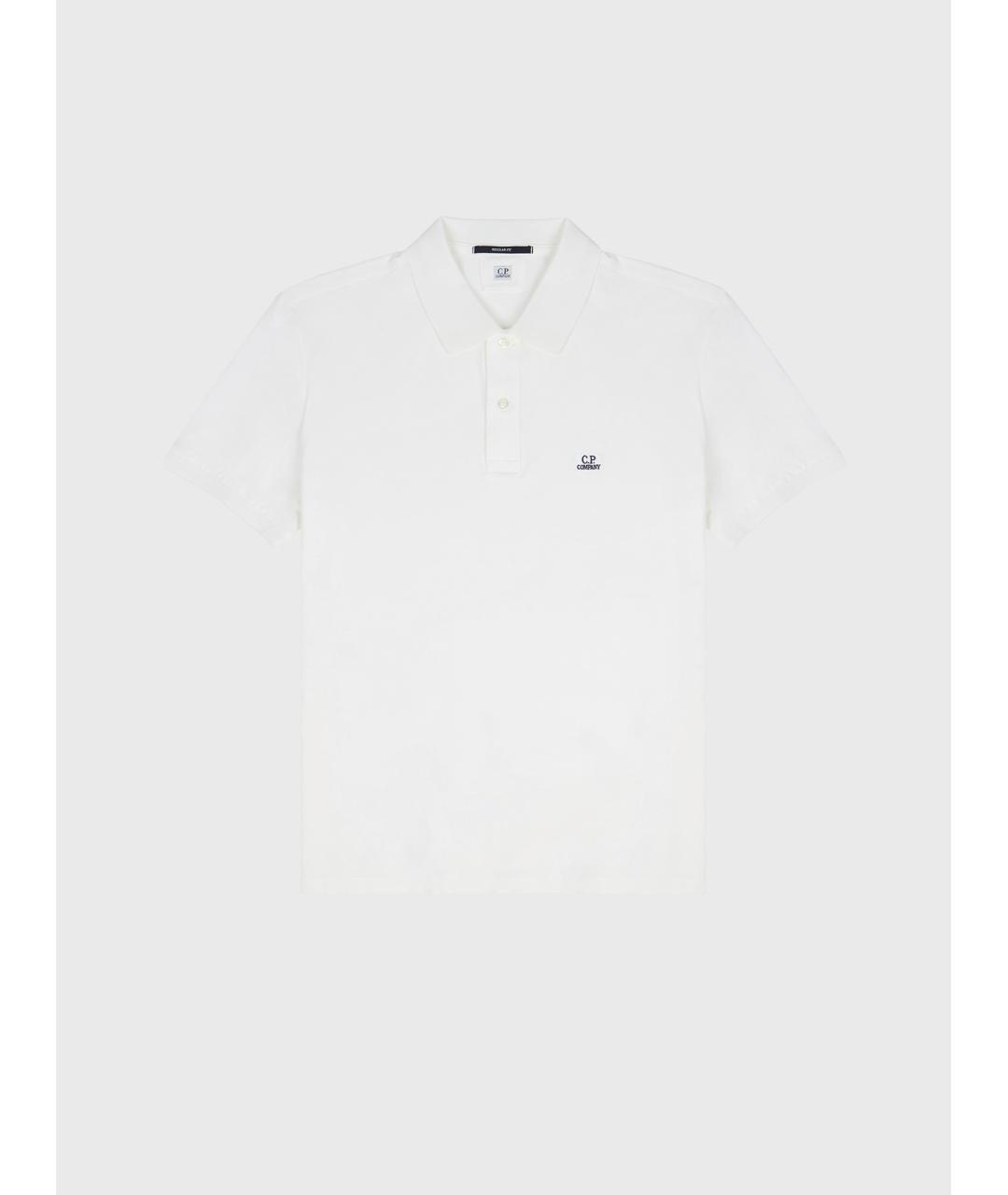 CP COMPANY Белое хлопко-эластановое поло с коротким рукавом, фото 9
