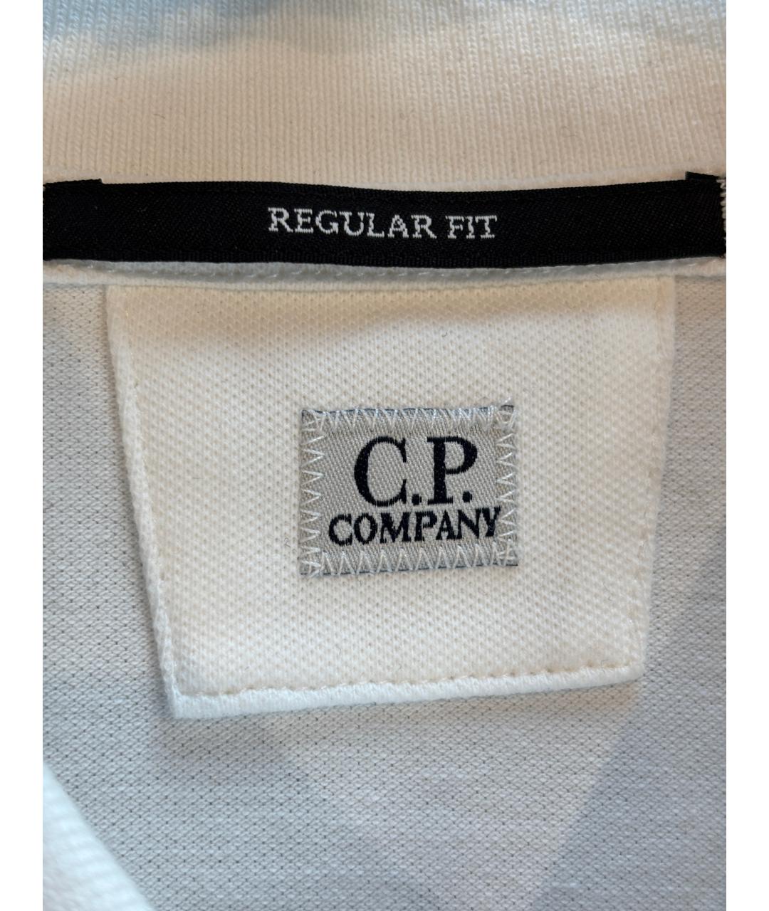 CP COMPANY Белое хлопко-эластановое поло с коротким рукавом, фото 5