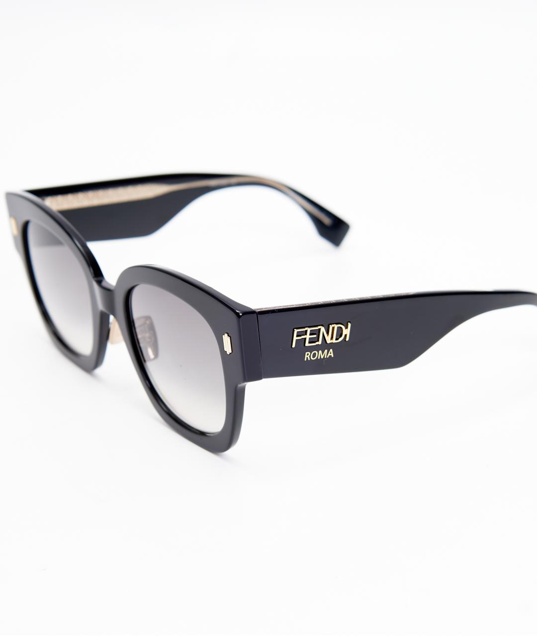 FENDI Черные пластиковые солнцезащитные очки, фото 3