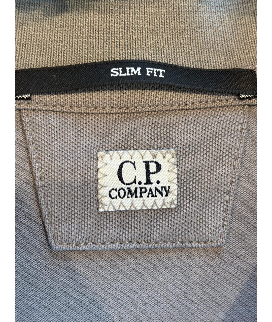 CP COMPANY Серое хлопко-эластановое поло с длинным рукавом, фото 5