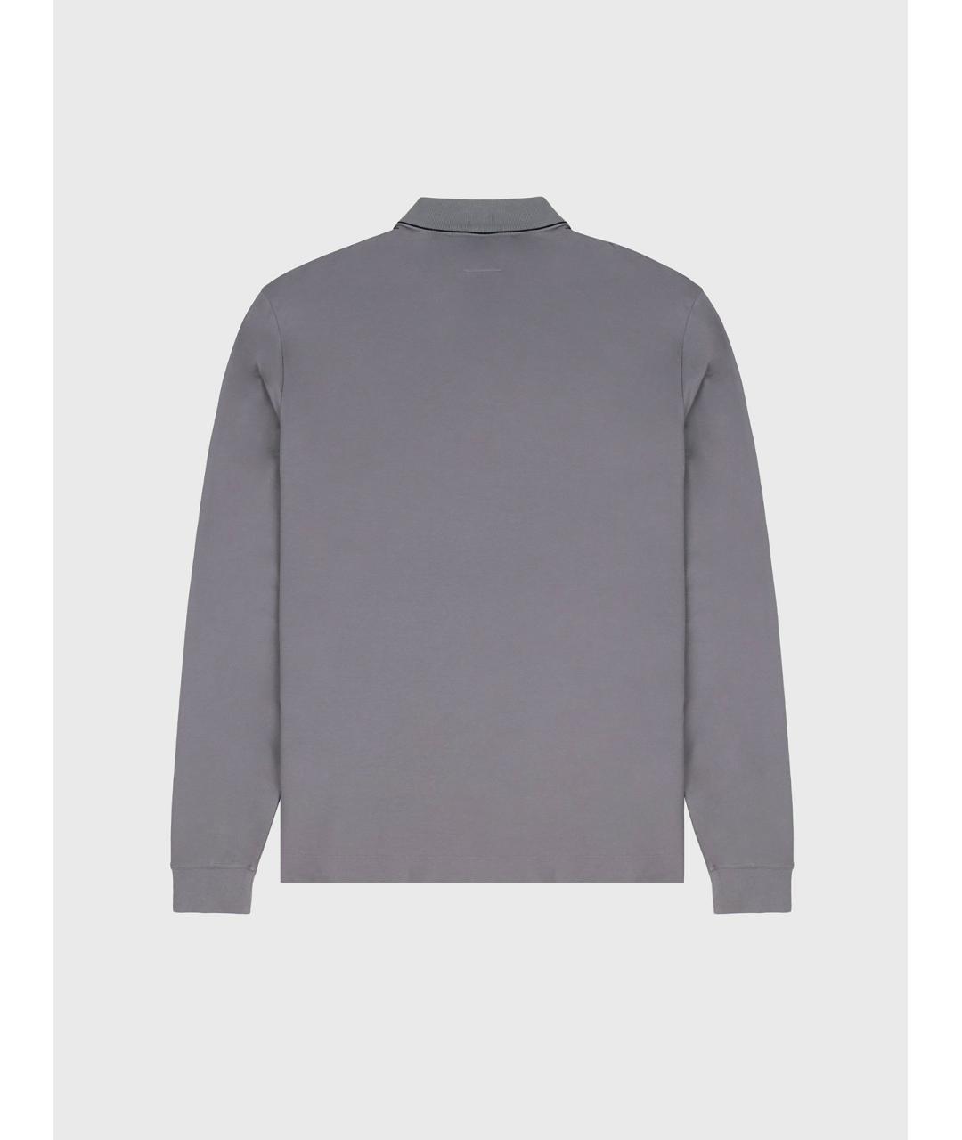 CP COMPANY Серое хлопко-эластановое поло с длинным рукавом, фото 3