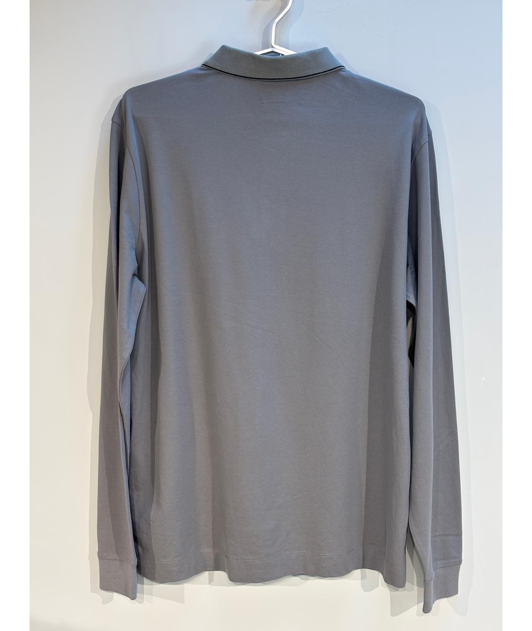 CP COMPANY Серое хлопко-эластановое поло с длинным рукавом, фото 8