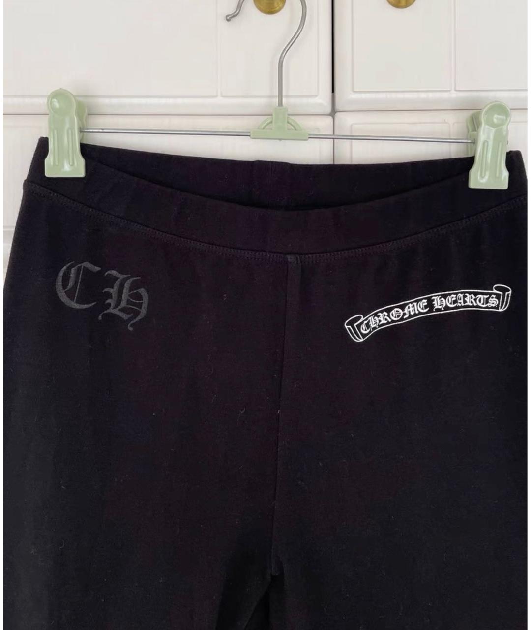 CHROME HEARTS Черные хлопко-эластановые леггинсы и велосипедки, фото 3
