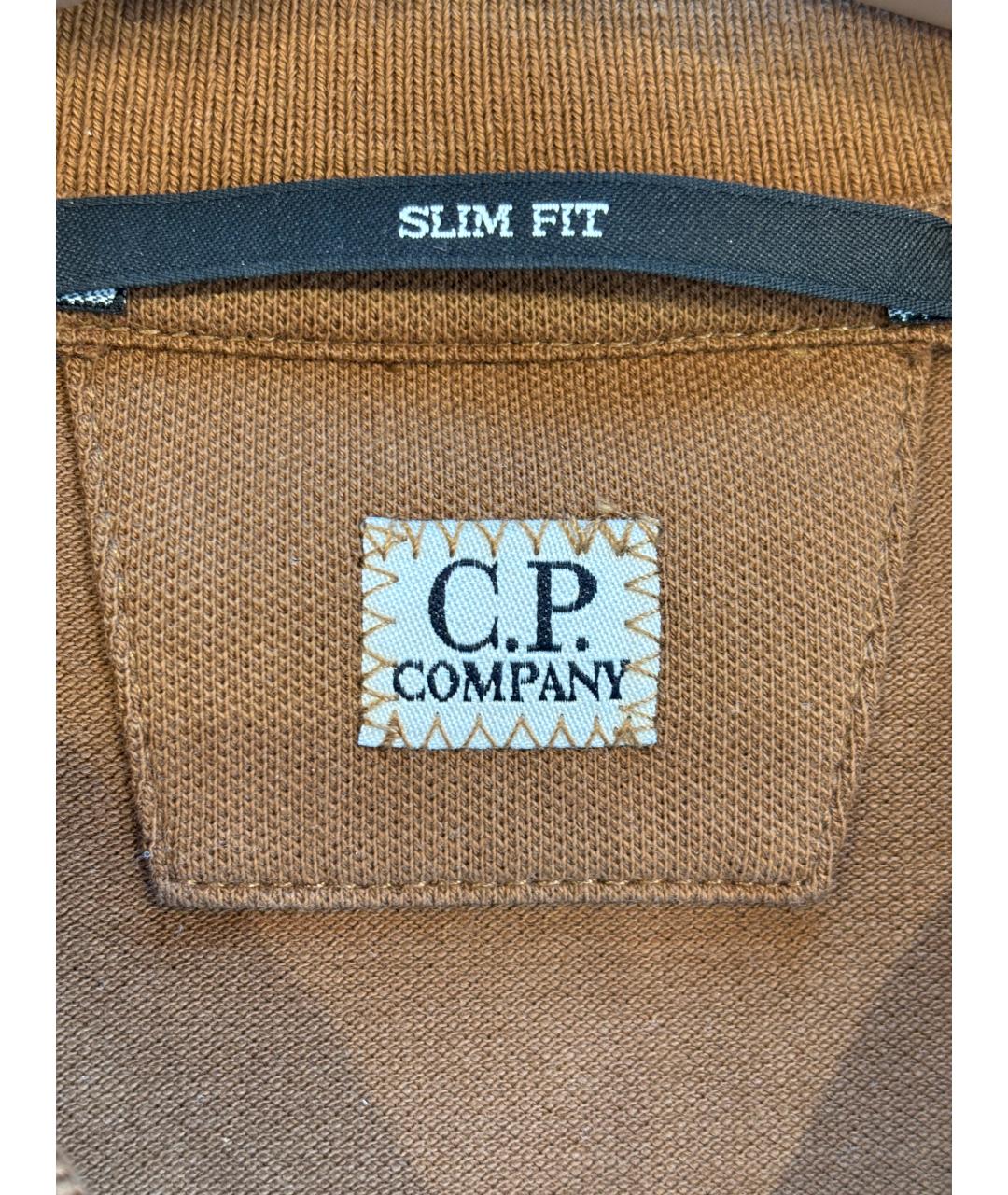 CP COMPANY Коричневое хлопковое поло с длинным рукавом, фото 5