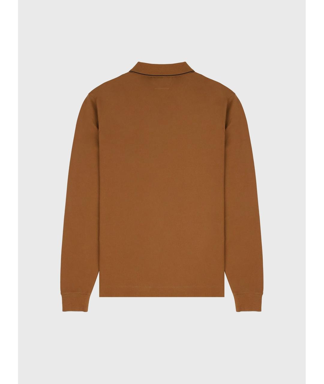 CP COMPANY Коричневое хлопковое поло с длинным рукавом, фото 3