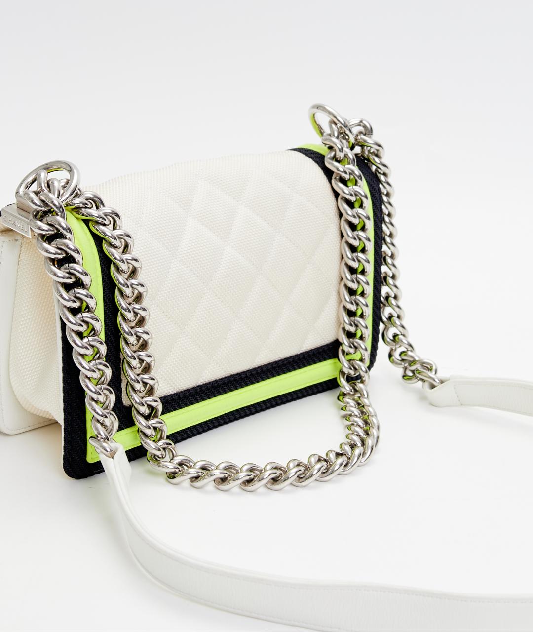 CHANEL Белая тканевая сумка через плечо, фото 6