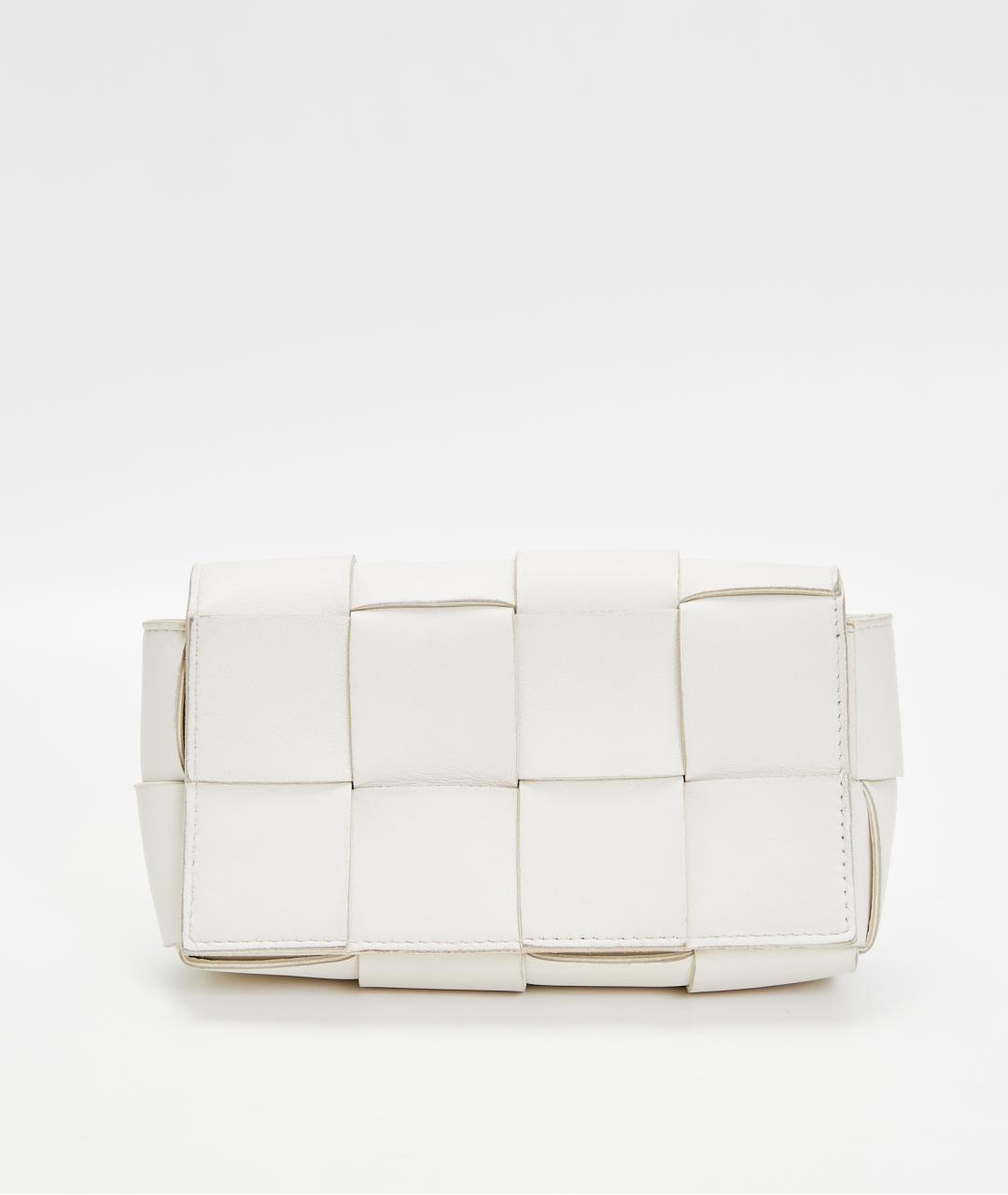 BOTTEGA VENETA Белая кожаная поясная сумка, фото 6