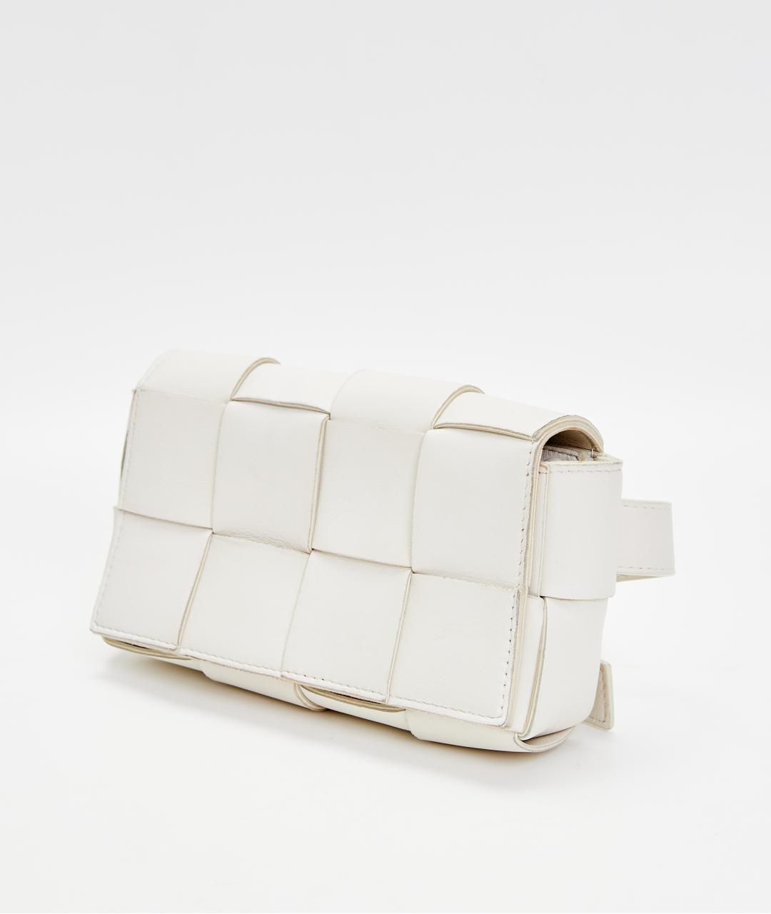 BOTTEGA VENETA Белая кожаная поясная сумка, фото 2