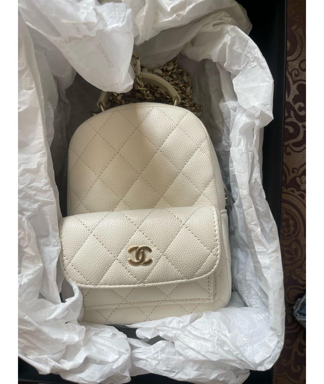 CHANEL Белый кожаный рюкзак, фото 6