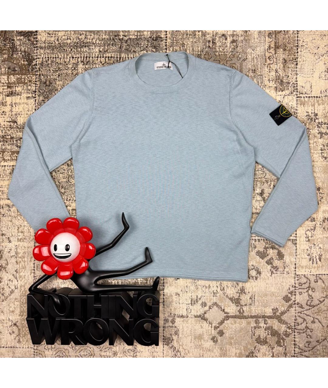 STONE ISLAND Голубой хлопковый джемпер / свитер, фото 7
