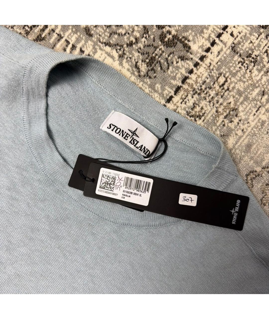 STONE ISLAND Голубой хлопковый джемпер / свитер, фото 3