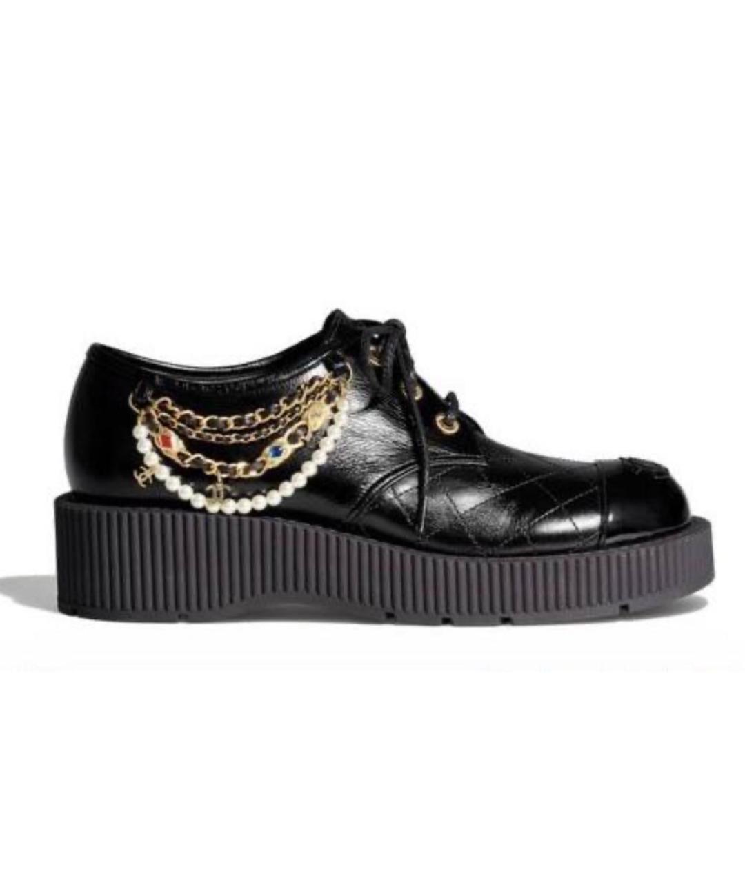 CHANEL Черные кожаные брогги и оксфорды, фото 9