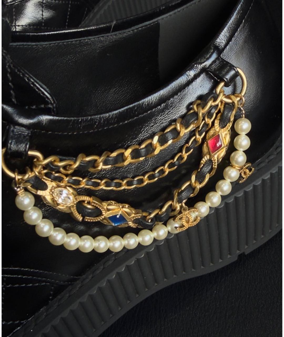CHANEL Черные кожаные брогги и оксфорды, фото 5