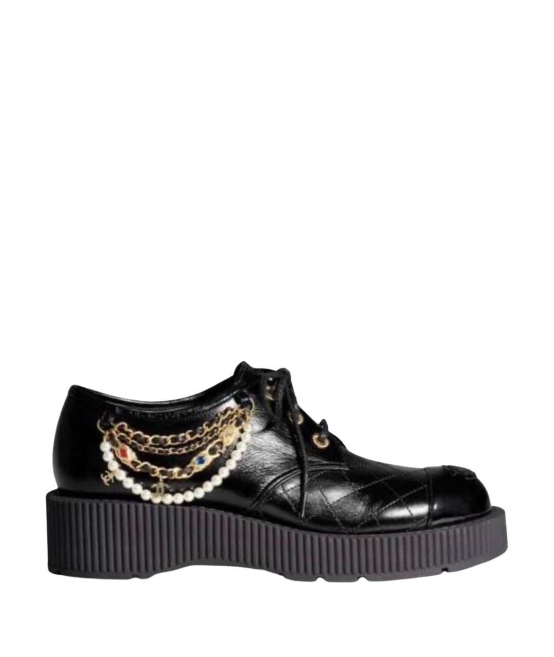 CHANEL Черные кожаные брогги и оксфорды, фото 1