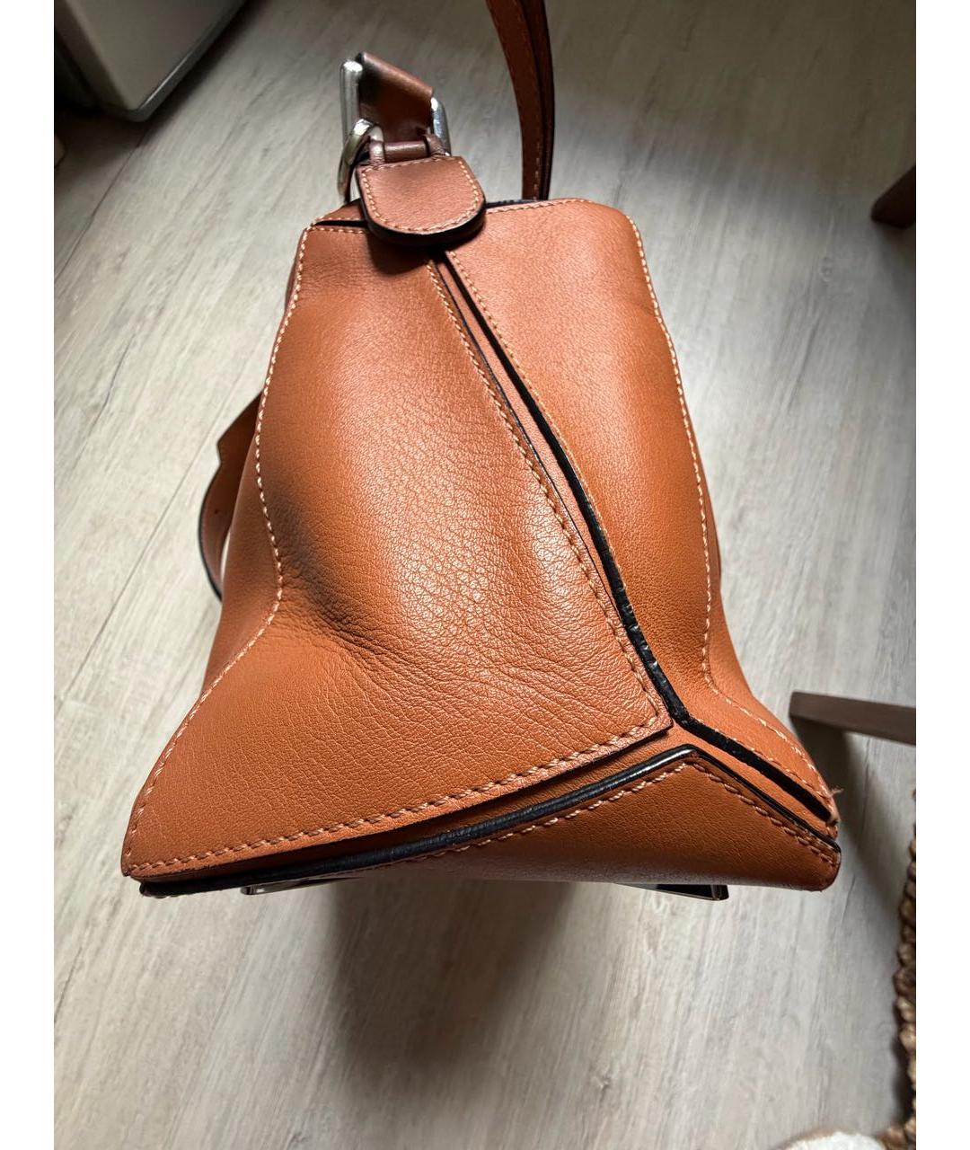 LOEWE Коричневая кожаная сумка с короткими ручками, фото 4