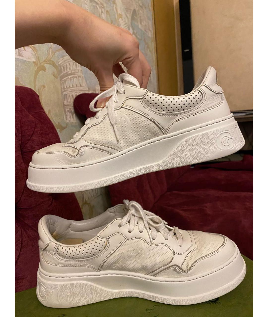 GUCCI Белые кожаные кеды, фото 6